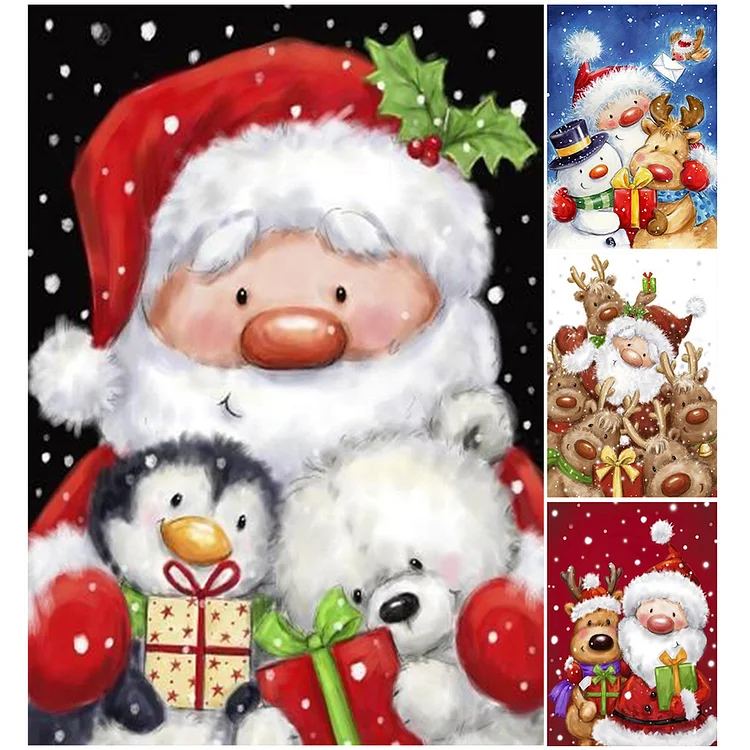 Christmas Santa Claus Elk Paint Number Paintings Oil Paint Crafts