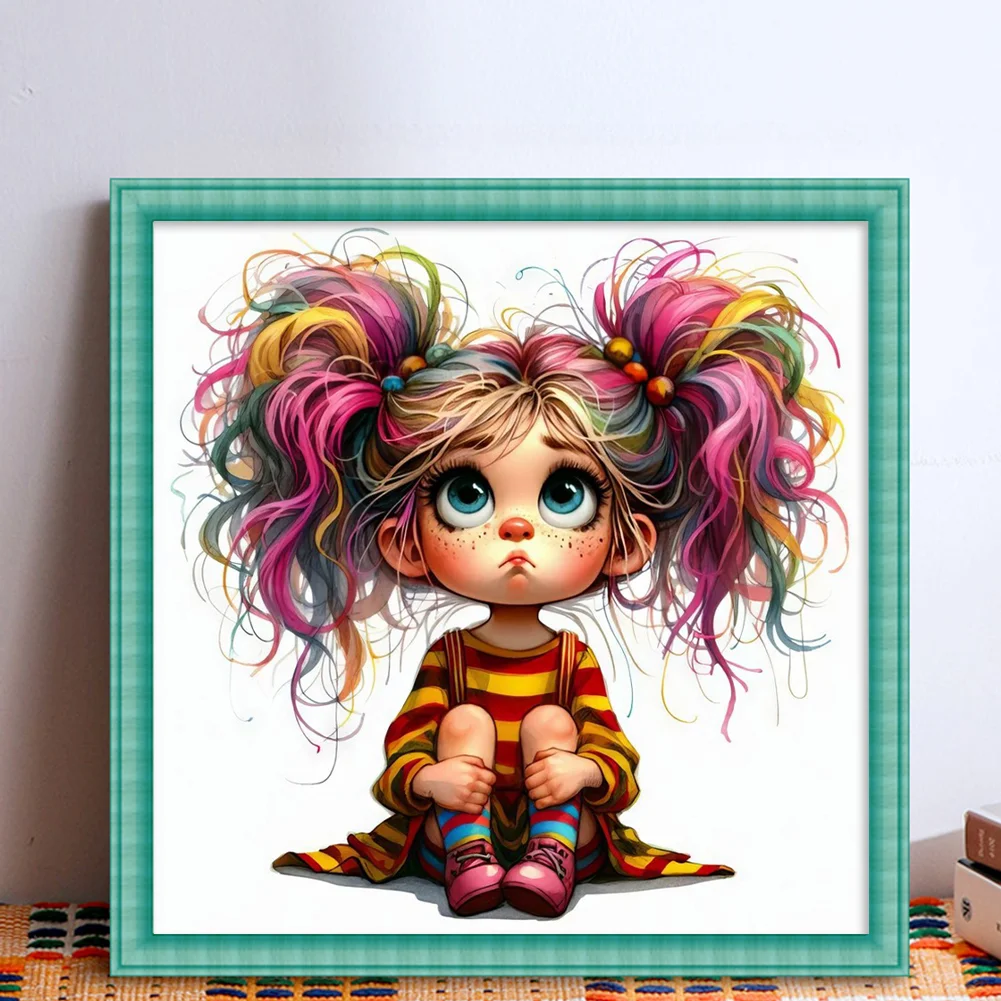 11CT Full Stamped Cross Stitch - Girl(Canvas|40*40CM)