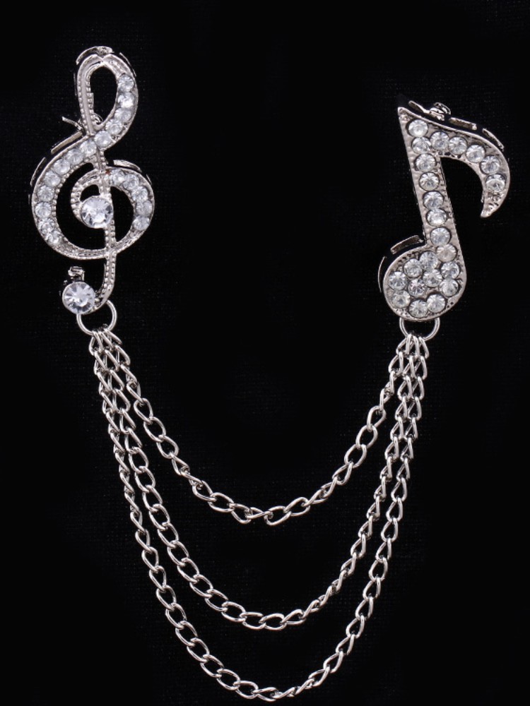 Fashion Full Diamond Musical Note Brooch wearshes