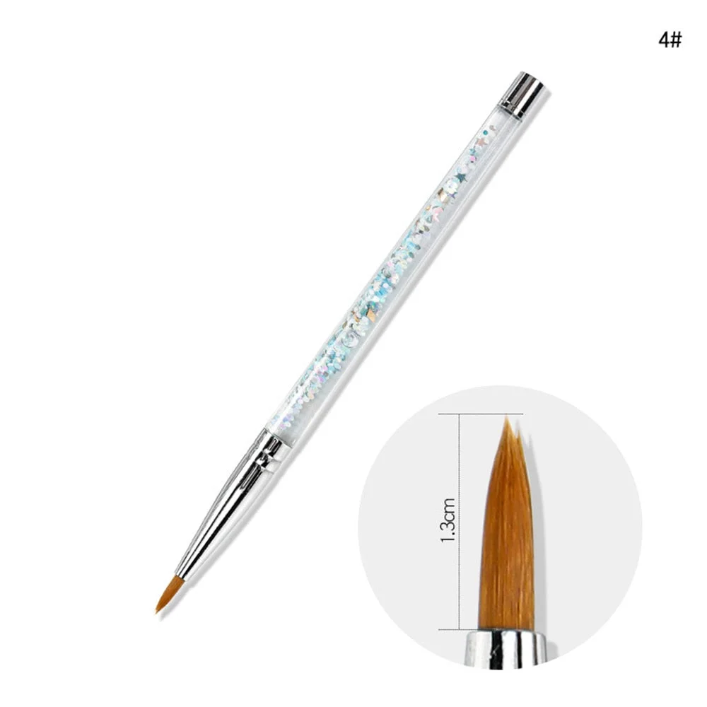 1PC Crystal Acrylic Nail Art Brush No 8/10/12/14 UV Gel Carving Pen Brush Liquid Powder DIY Nail Drawing Liquid Glitter Handle-Nail Inspo