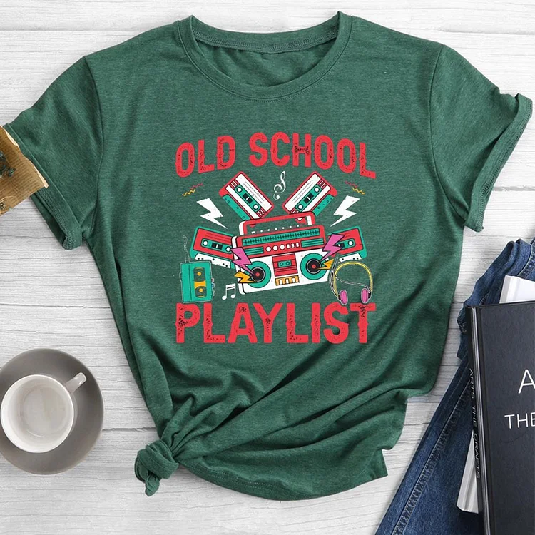 Old School Playlist Round Neck T-shirt