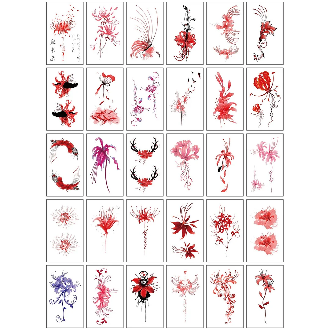 3D personality children young men and women fashion flowers simple text love arm neck wrist waterproof temporary tattoo stickers