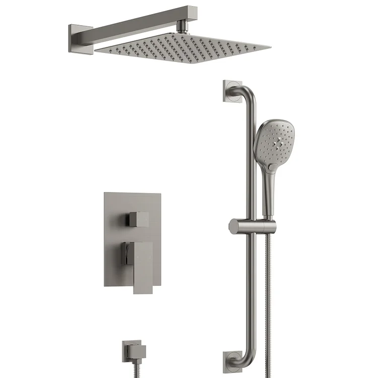 EVERSTEIN Modern Style Bathroom Shower System in Brushed Nickel &lrm;SFS-1153-NK