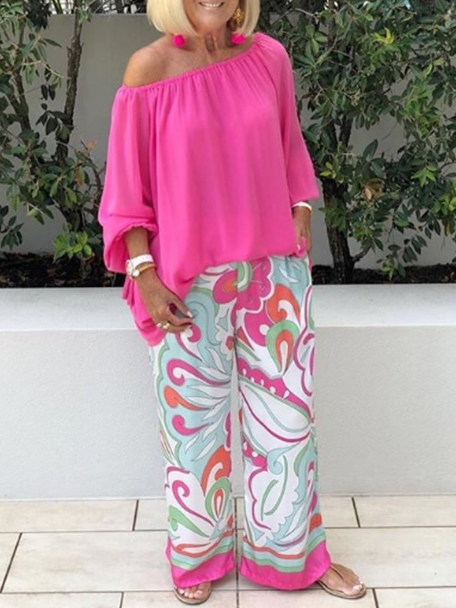 Strapless Printed Loose Holiday Women's Suit