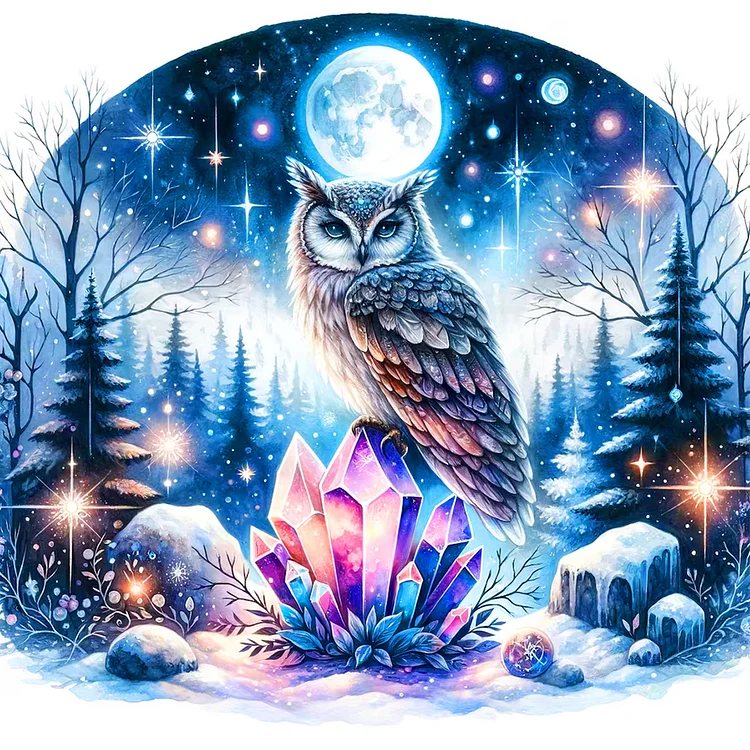 Owl 40*40CM (Canvas) Full Round Drill Diamond Painting gbfke