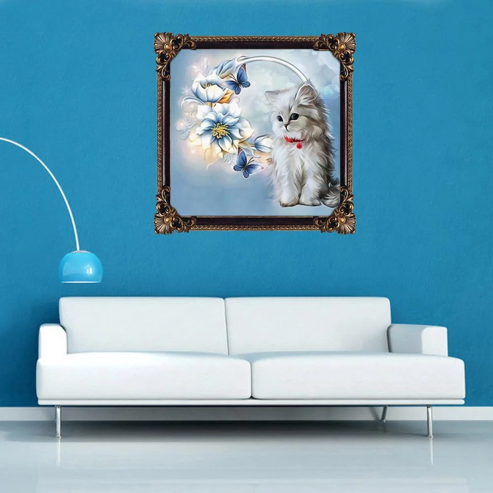 Diamond Painting - Partial Round Drill - White Cat(30*30cm)
