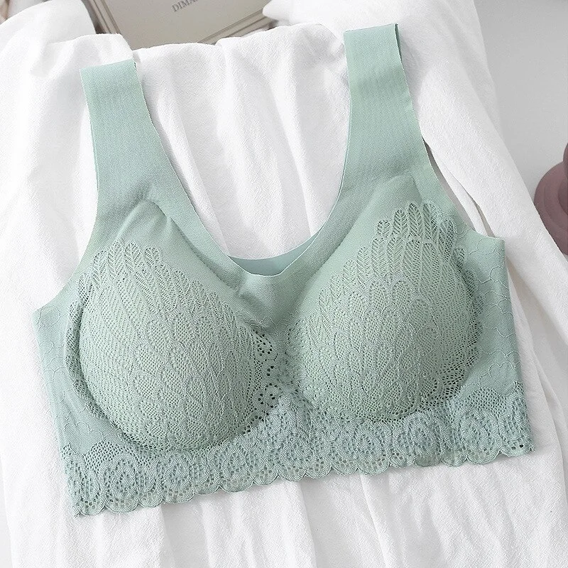 Billionm Size Bra Seamless Bras For Women Underwear BH Sexy Lace Brassiere Push Up Bralette With Pad Vest Top Bra Gathers Latex 4.0