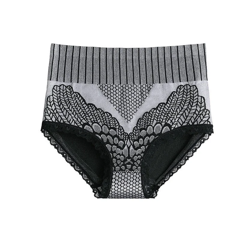 FINETOO High Waist Women Lift Up Lace Panties Slim Underpants Bodyshaper Femme Underwear Girls Honeycomb Antibacterial Pantys