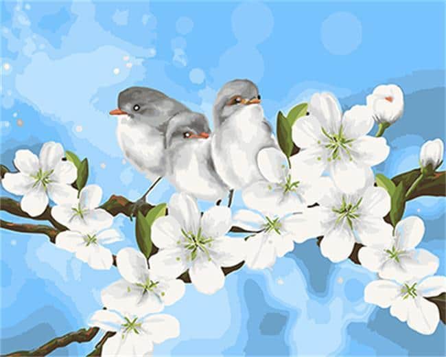 

Cute Birds with Flowers – Paint By Numbers - 40*50CM, 501 Original