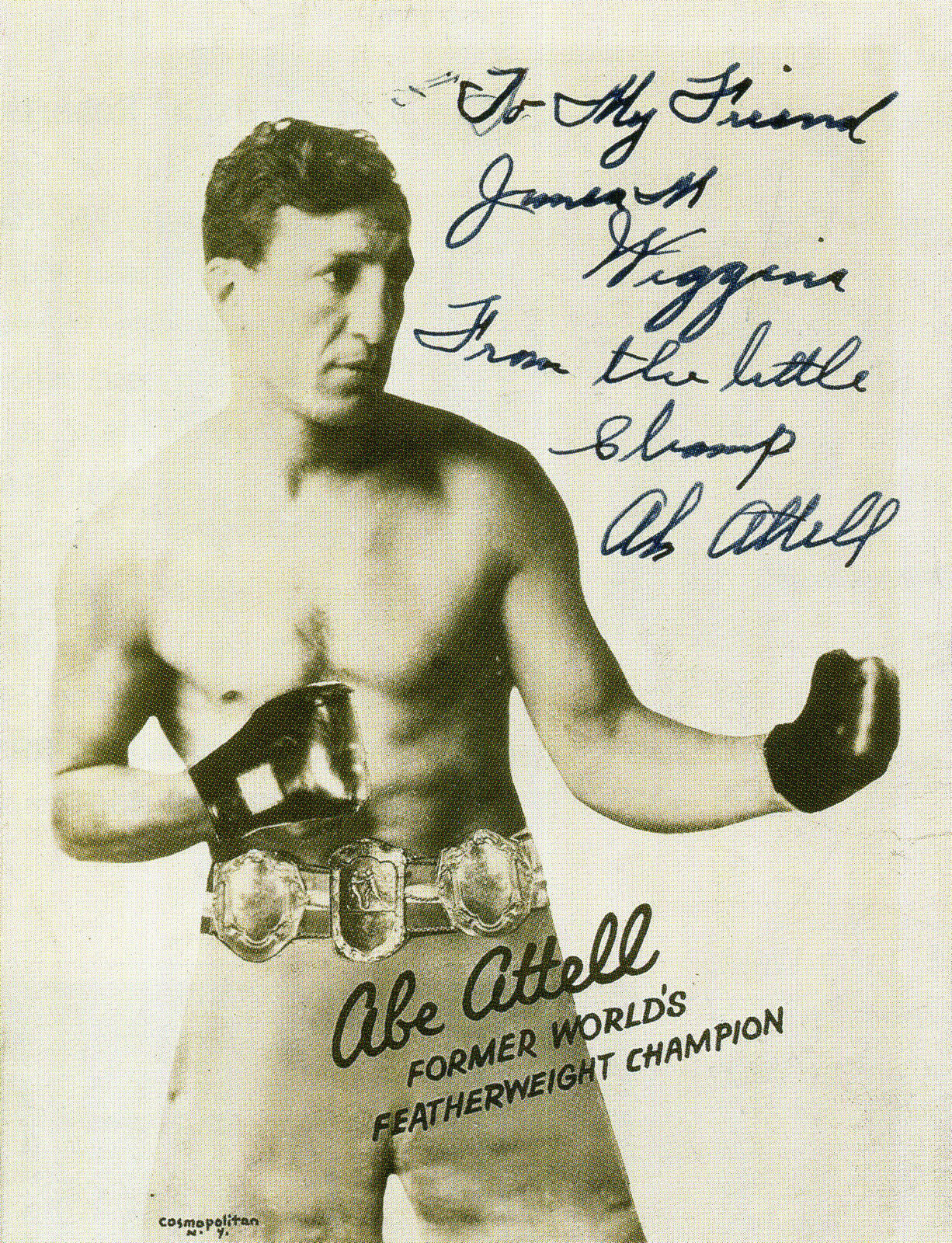 ABE ATTELL Signed Photo Poster paintinggraph - WORLD FEATHERWEIGHT BOXING CHAMPION preprint