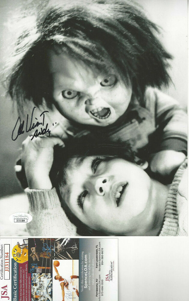 CHUCKY actor Alex Vincent  Autographed 8x10 attacking B/W  Photo Poster painting  JSA Certified