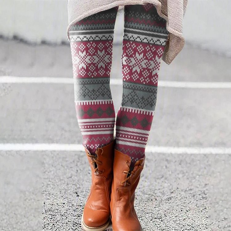Vefave Vintage Icelandic Sweater Print Leggings