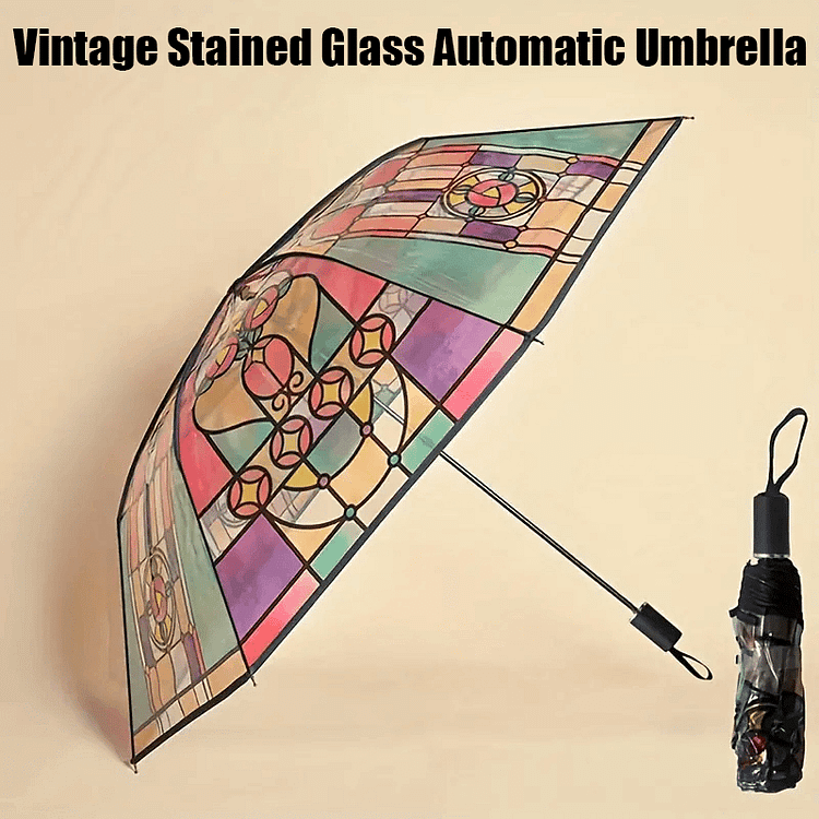 🎁TikTok Easter Last Day Sale - 70% OFF🔥Vintage Stained Glass Automatic Umbrella
