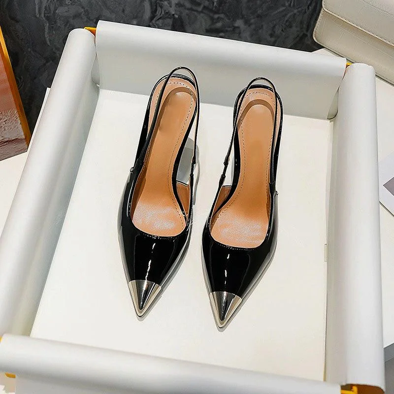 Breakj Breakj Women's Shoes 41-42 Metal Iron-Headed Leopard Print Fine Tip High Heels Women's Niche Design Light-Mouthed Sandals