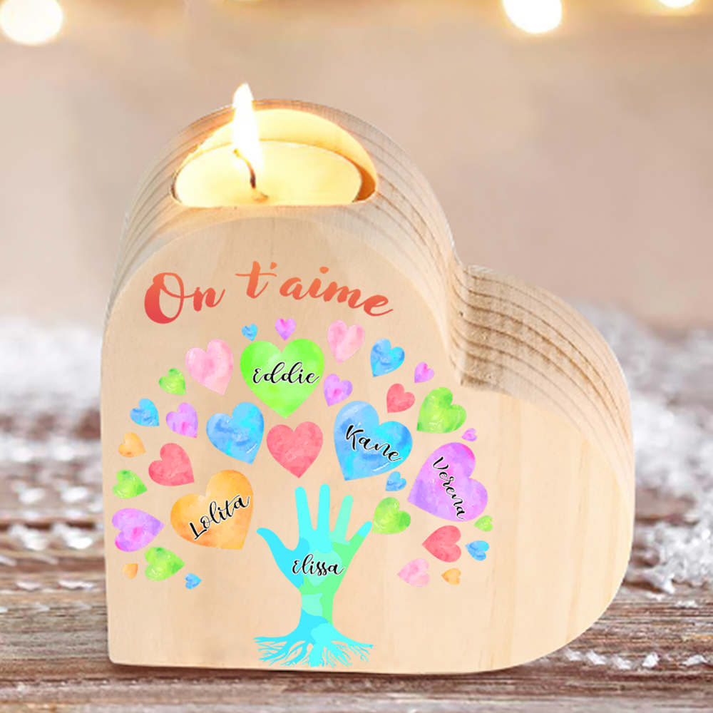 Bougeoir Cœur En Bois Personnalisable Avec Photo Et Texte - Cadeau Couple, Mariage, Noël - Décoration Maison Romantique