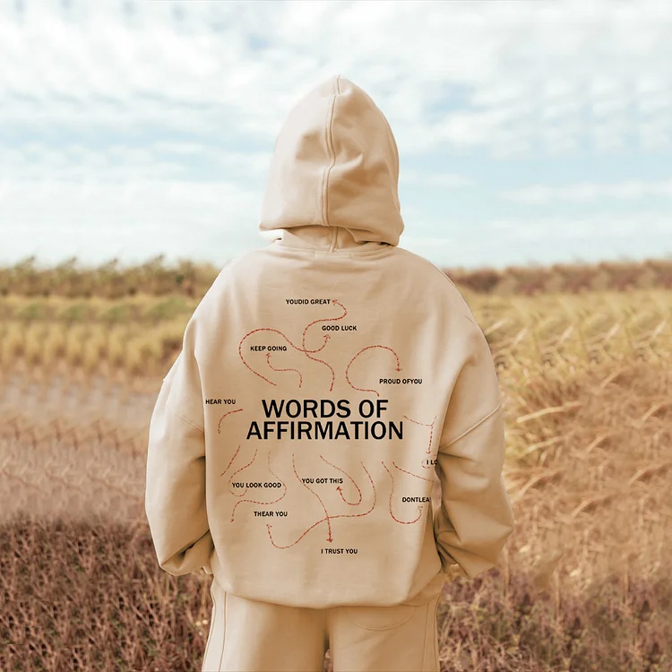 Words Of Affirmation Print Graphic Women's Pullover Hoodie