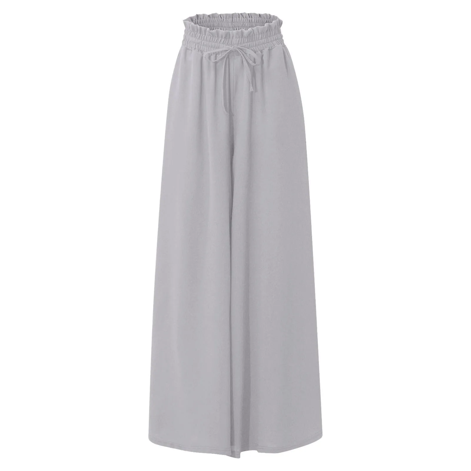 Plus Size Women's Wide Leg Pants - Comfortable Stretch Fabric with Drawstring Waist & Pockets