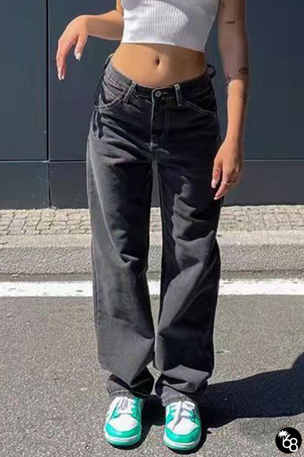 Casual Solid Make Old High Waist Loose Denim Jeans | 168DEAL