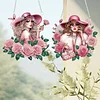 2Pcs Girl 2D Flat DIY Hanging Diamond Art Ornament Window Pendant (Floral Hat)