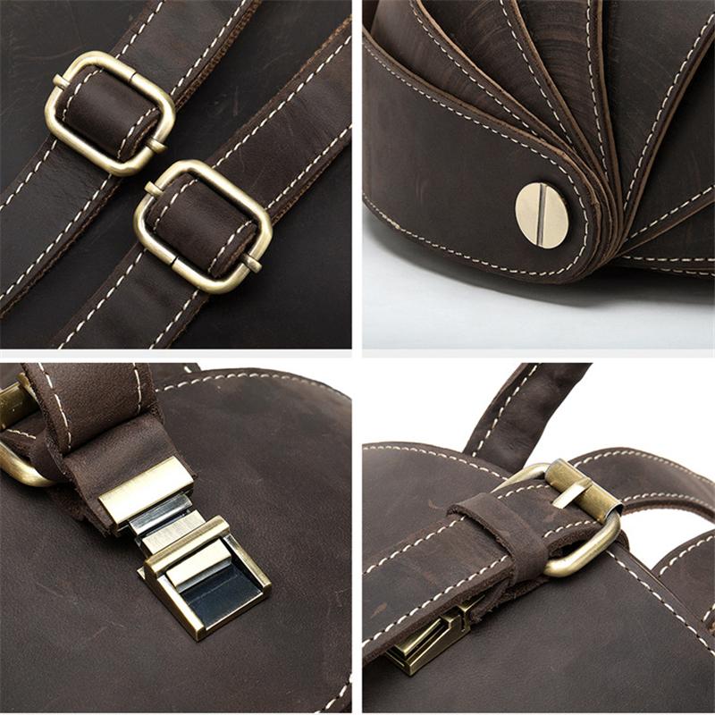 Cool Retro Beetle Shaped Genuine Leather Handmade  Flap Cover Rucksack