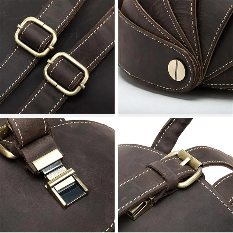 Cool Retro Beetle Shaped Genuine Leather Handmade  Flap Cover Rucksack