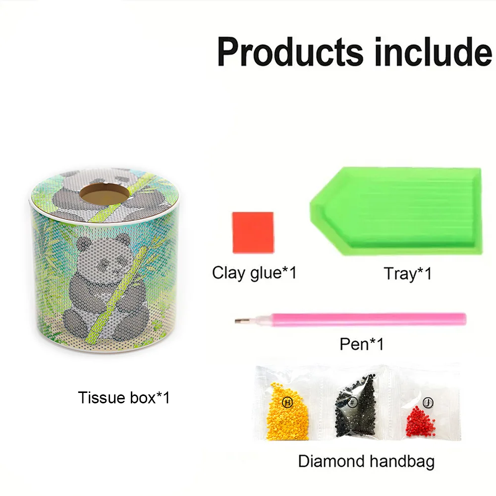 Bamboo DIY Diamond Painting Handmade Tissue Holder Rhinestones Decor Tissue Box