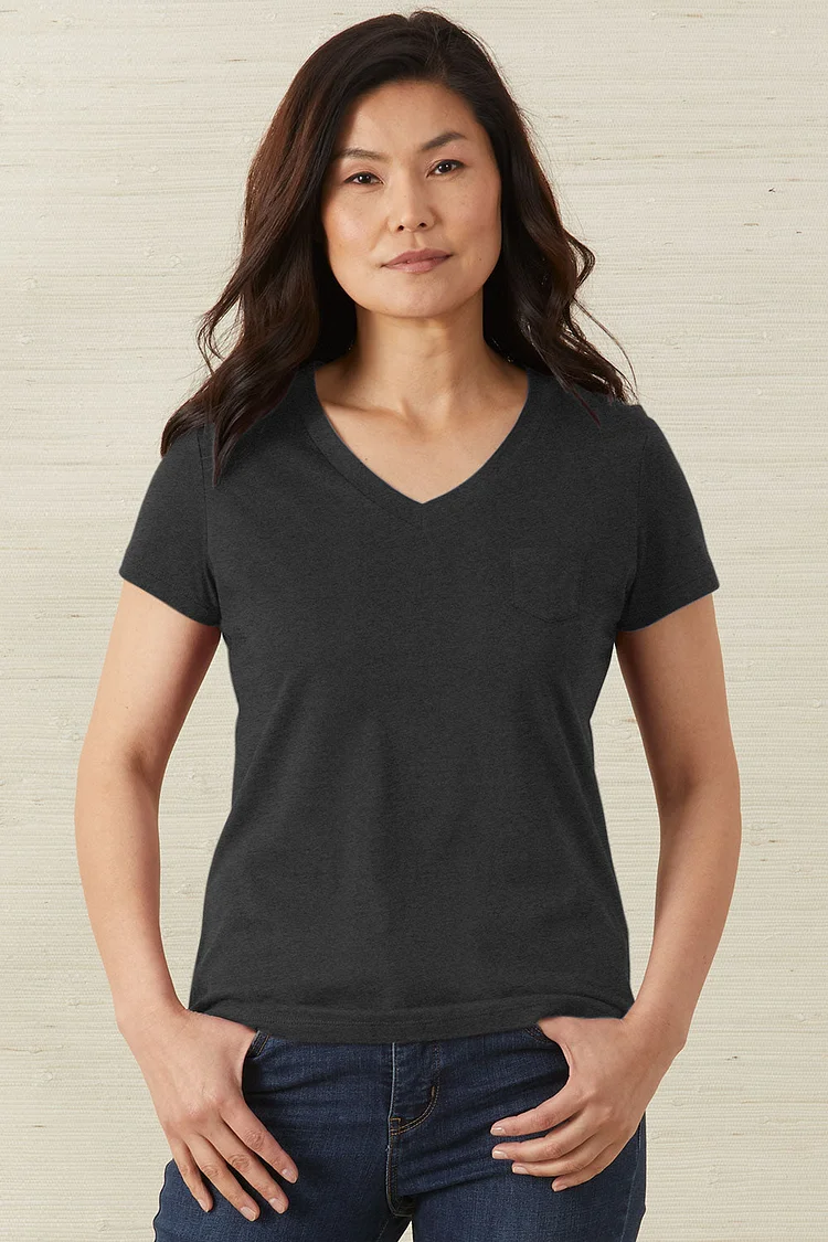 Women's 100% Organic Cotton Relaxed Pocket V-neck T-shirt (Discontinued Style)