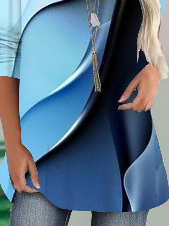 Women Half Sleeve V-neck Solid Color Dress