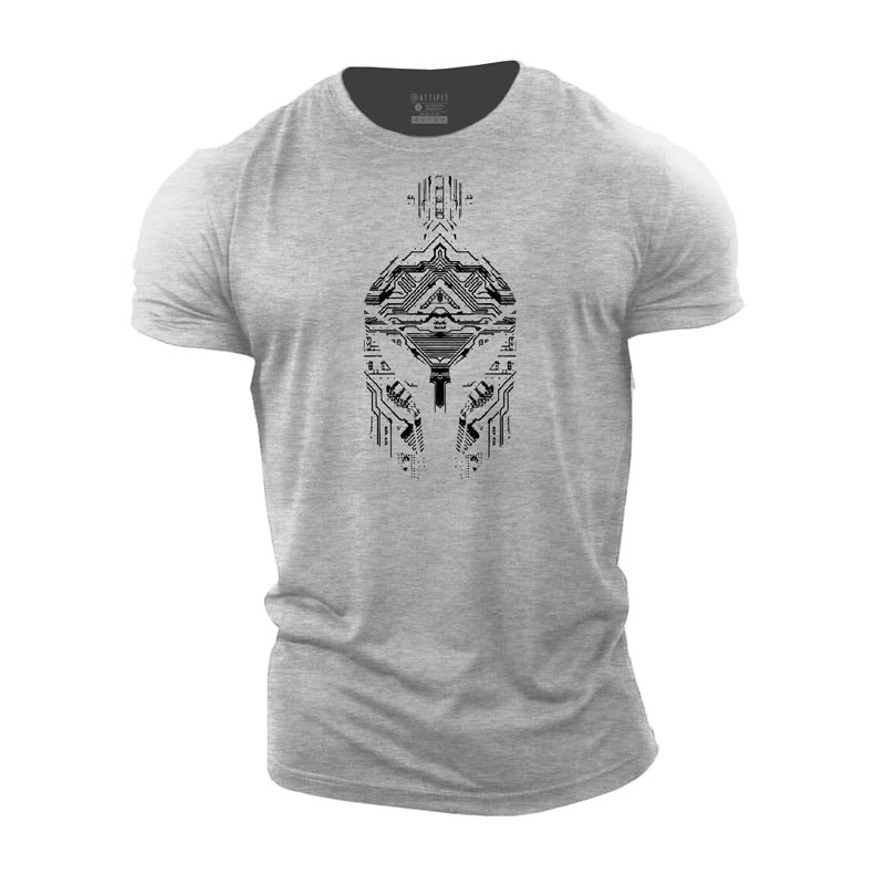 Cotton Spartan Helmet Graphic T-shirts tacday