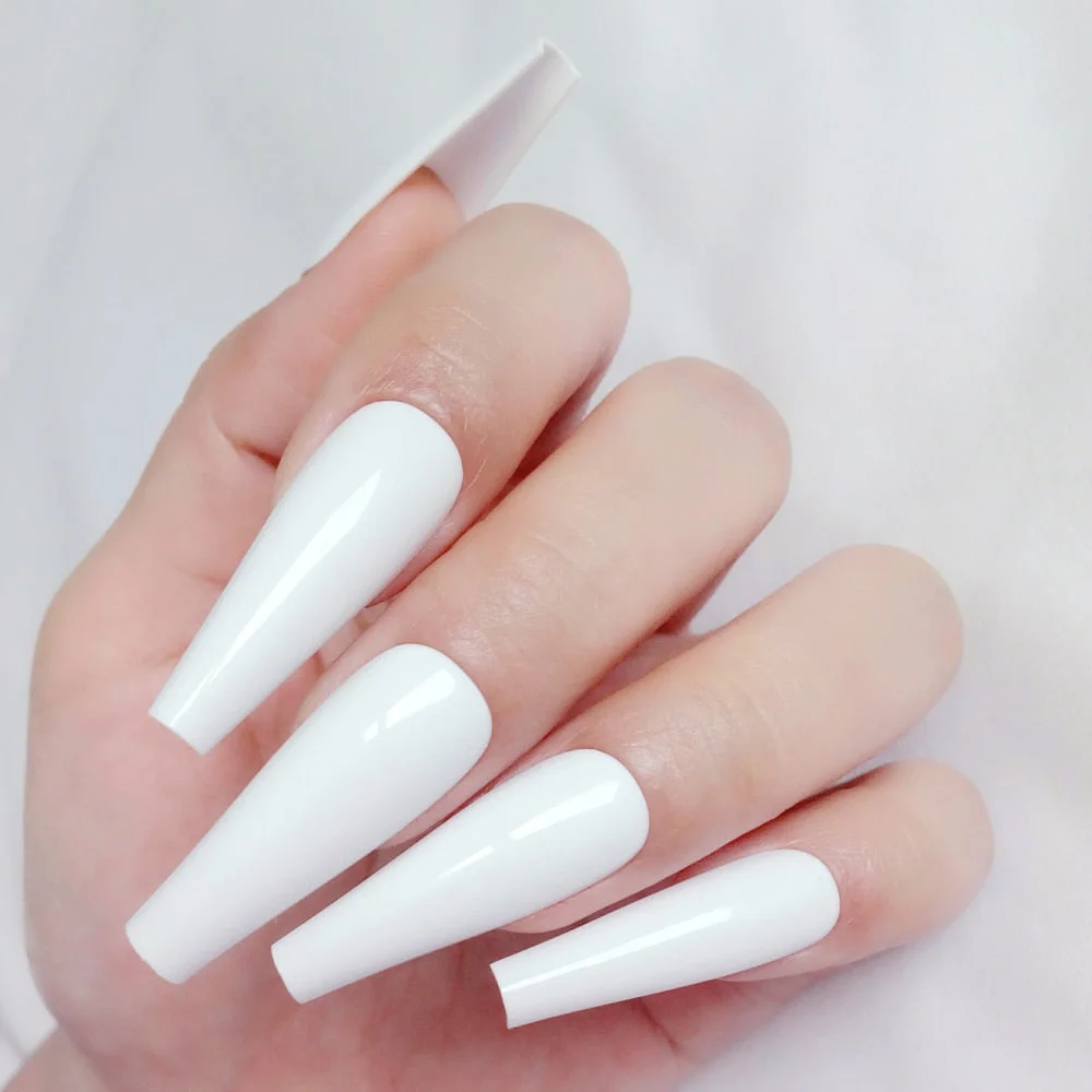 24Pcs Bright Blue Super Long Ballerina Coffin Fake Nail Artificial Press On False Nails With Jelly Glue Finger Manicure Tool-Nail Inspo