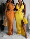 Irregular Clipping Split-Side Condole Belt Maxi Dresses
