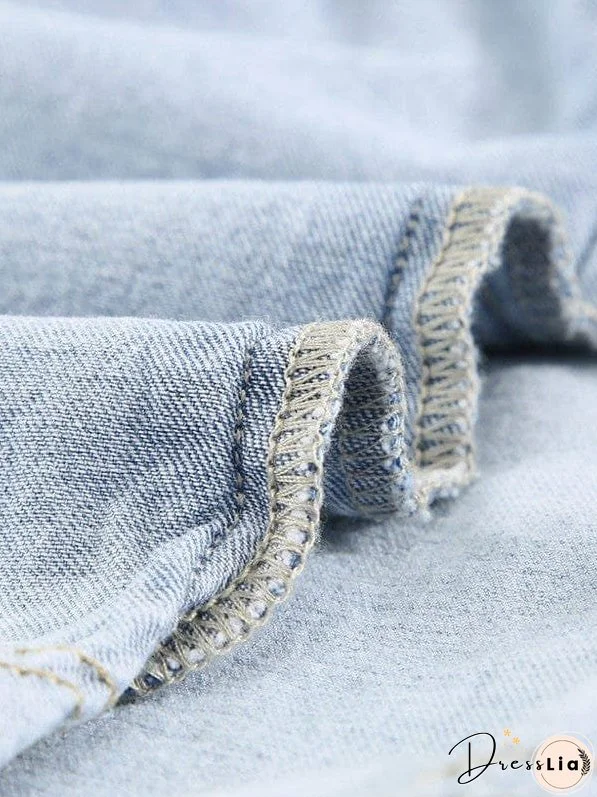 Denim Dress with Ruffles