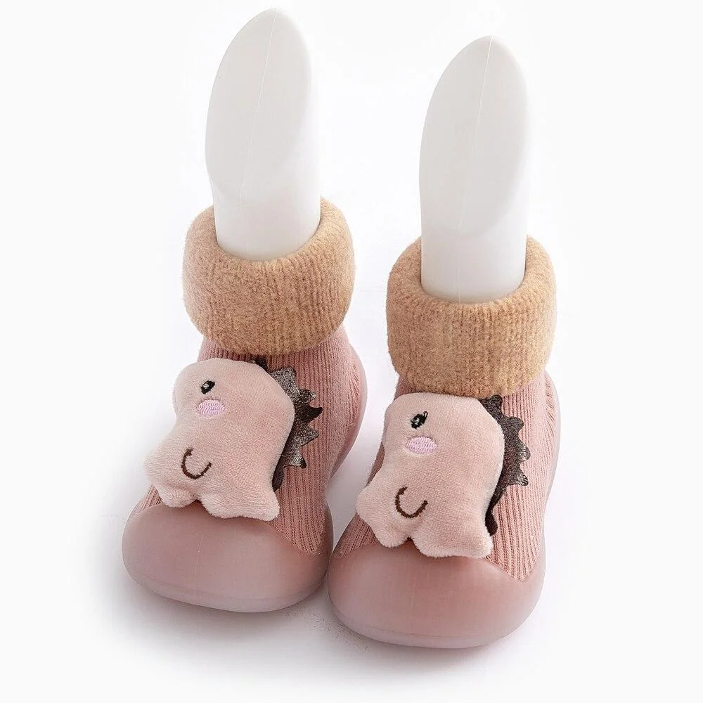 Winter Warm Baby Shoes Girl Boy Rubber Sole Anti-slip Infant Shoes Cartoon Animal Toddler Booties Newborn Baby Knit Sock Shoes