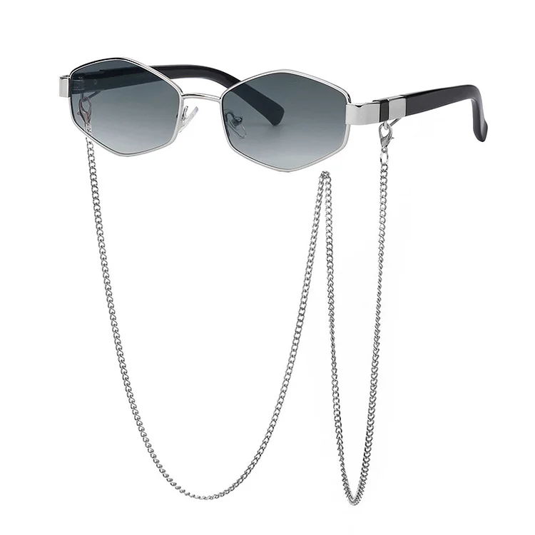 2024 New Sunglasses Women Fashion Chain Irregular Frame Sunglasses Women Korean-Style Glasses  Sunglasses