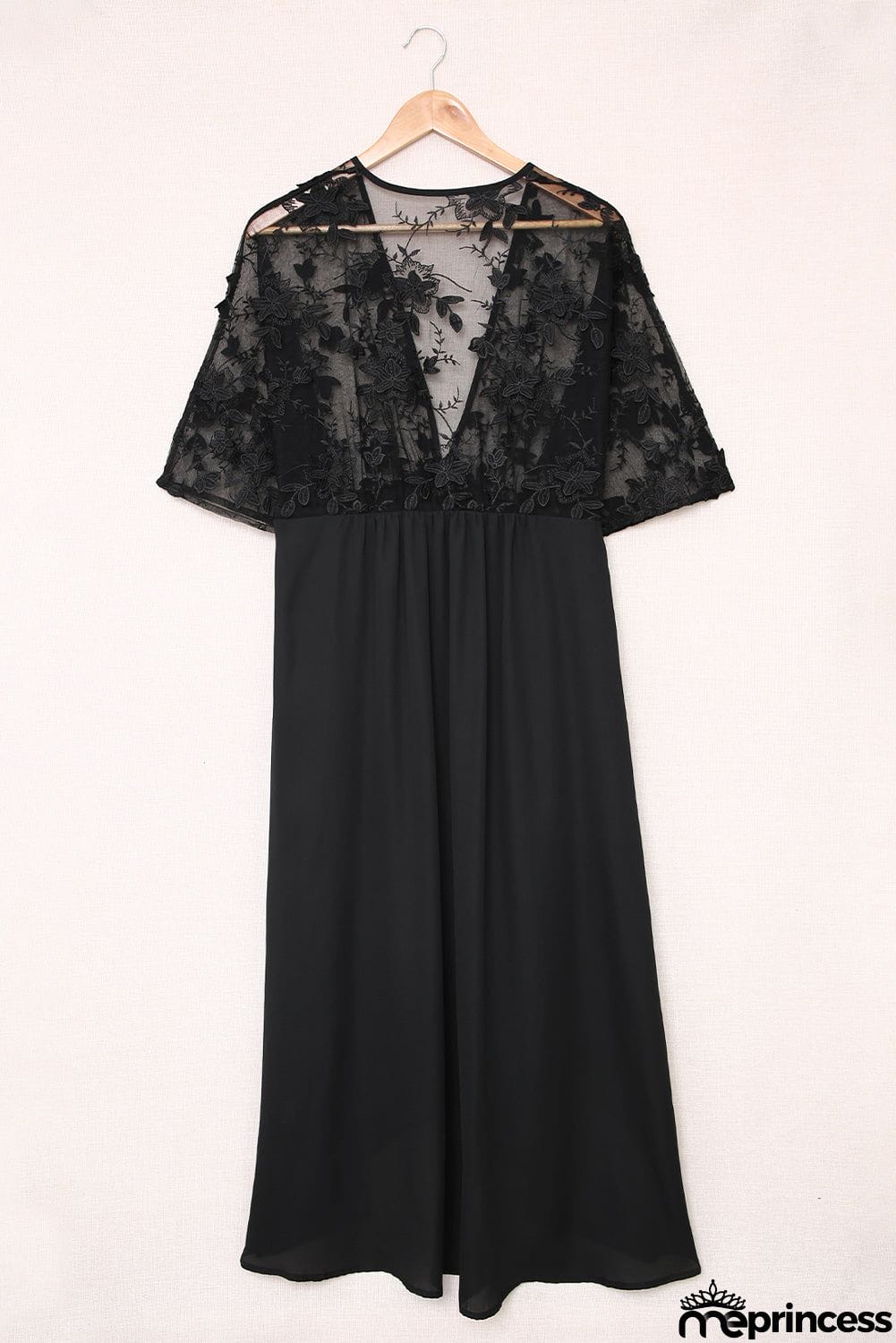 Black Lace Crochet Long Kimono