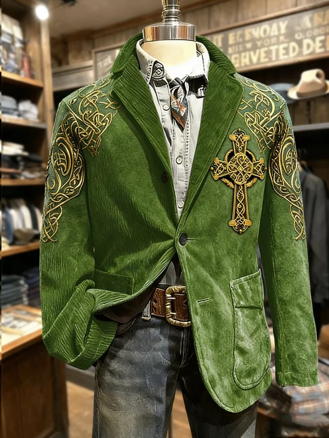 Men's Retro St. Patrick's Day Print Casual Blazer 
