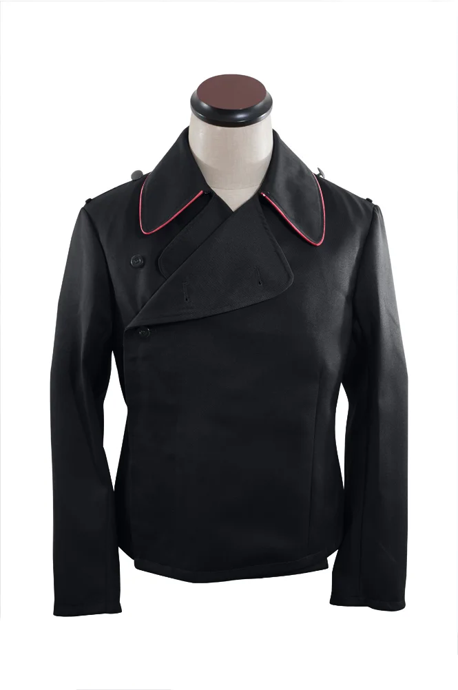  Elite German Hot Pink Collar Thread Panzer Black Gabardine Wrap Jacket German-Uniform