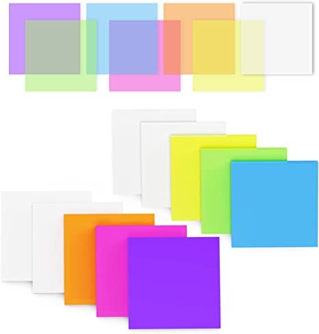 Transparent Sticky Notes-MIUTME 500 Sheets Waterproof Translucent Color Memo Pad 3 x 3 inch -50 Sheets Per Pad, 6 Colorful Pads, 4 Transparent Scratch Pads,10 Pads in Total (7 Colors)