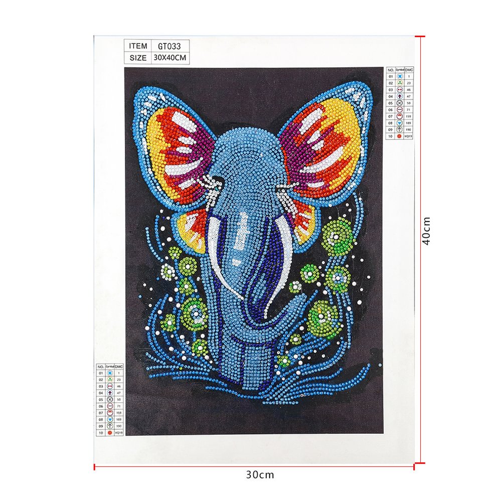 Elefante- pintura de diamantes de pedrería de cristal