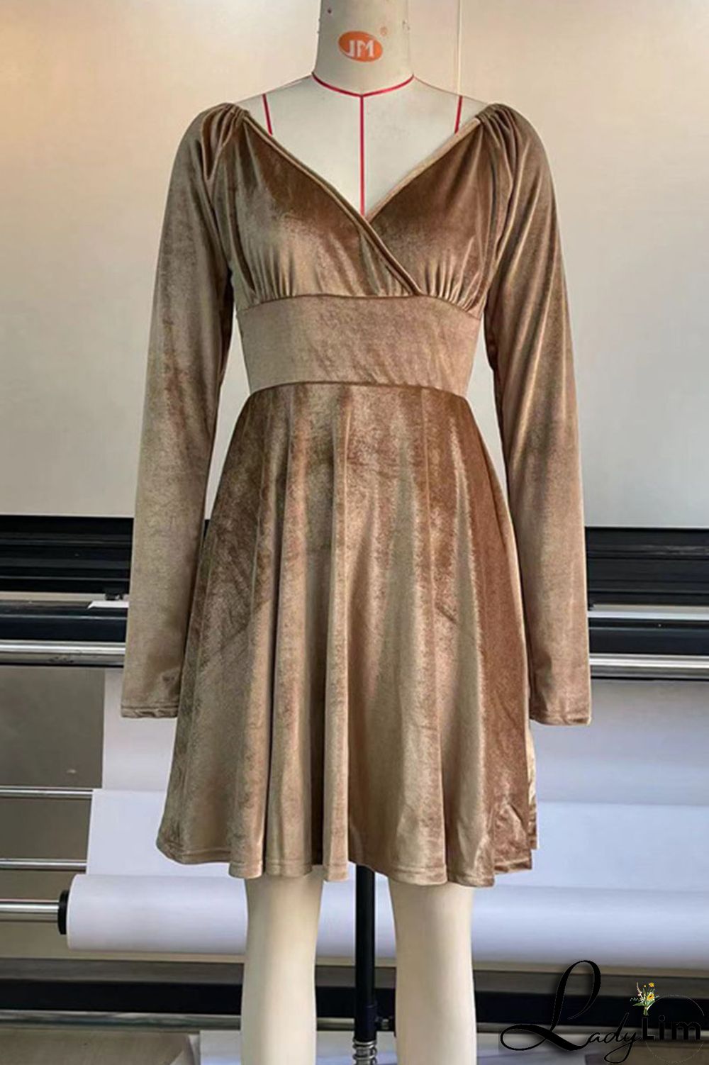 Blue Casual Solid Split Joint V Neck A Line Dresses