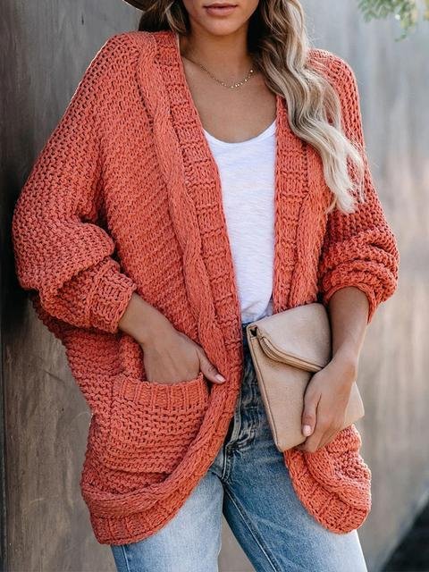 Pure Color Knitting Sweater Cardigan - Shop Trendy Women's Clothing | LoverChic
