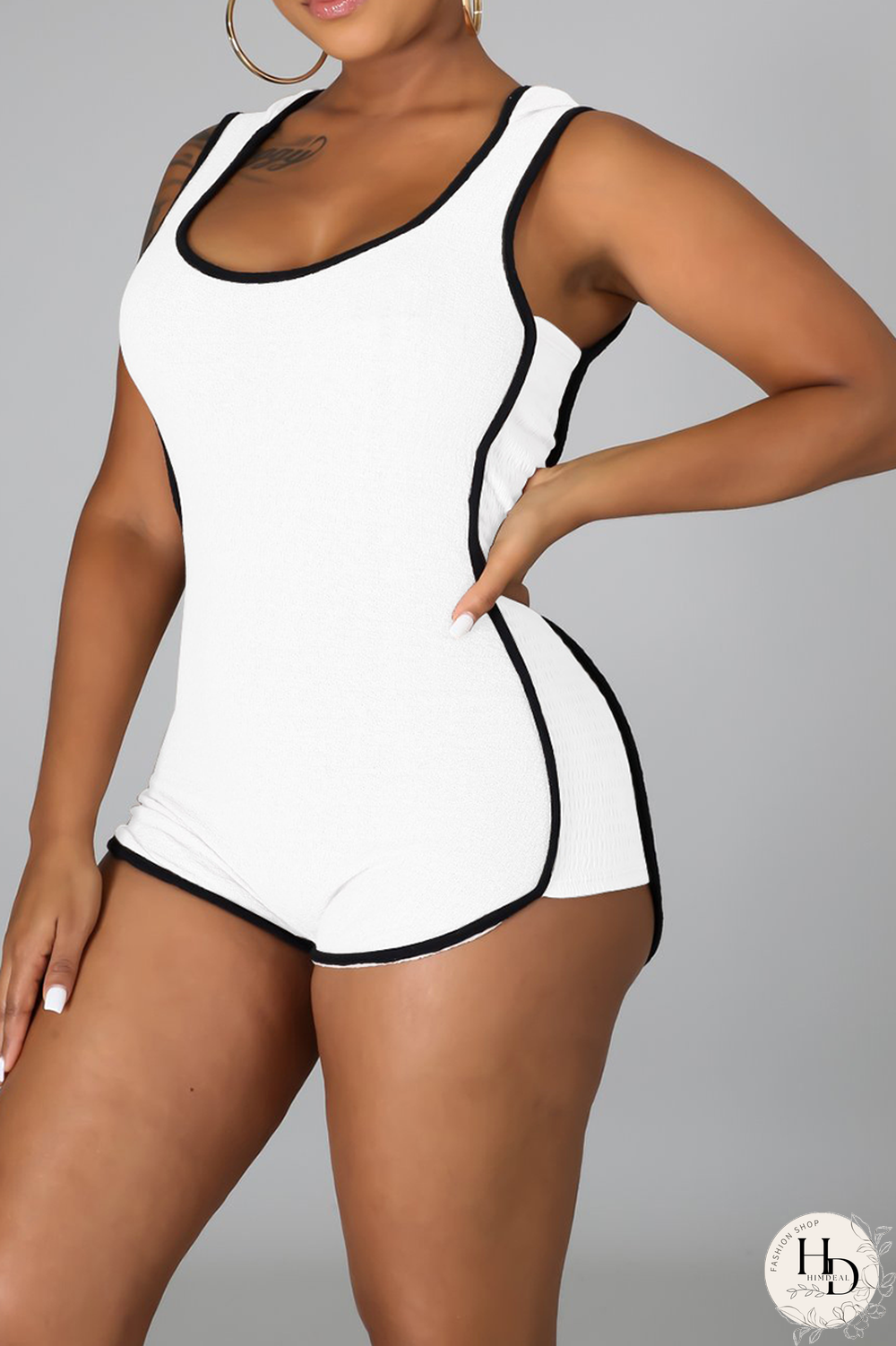 White Casual Solid Split Joint Hooded Collar Skinny Jumpsuits