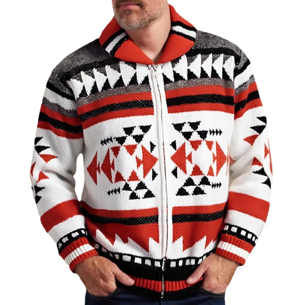 Uveng Uveng Men's Autumn And Winter Men's Knitwear Jacket Collar Long-Sleeved Cardigan Sweater SY0021