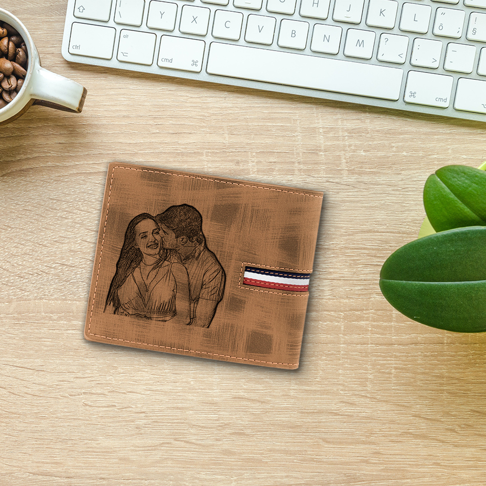 Portefeuille Classique 1 Prénom et Lettre Personnalisés avec Photo Porte-Monnaie Carte