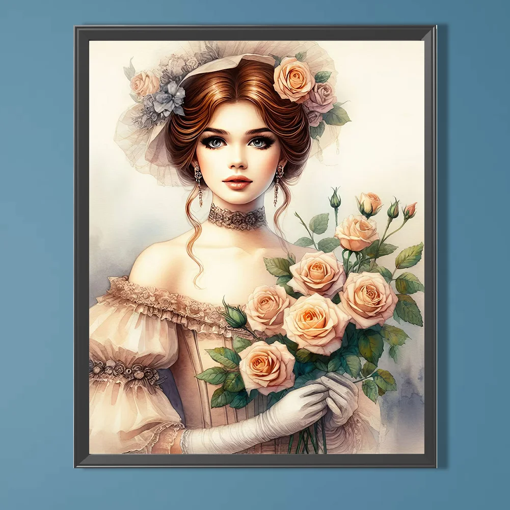 Full Round Diamond Painting 40*50cm - Lady Of Flowers