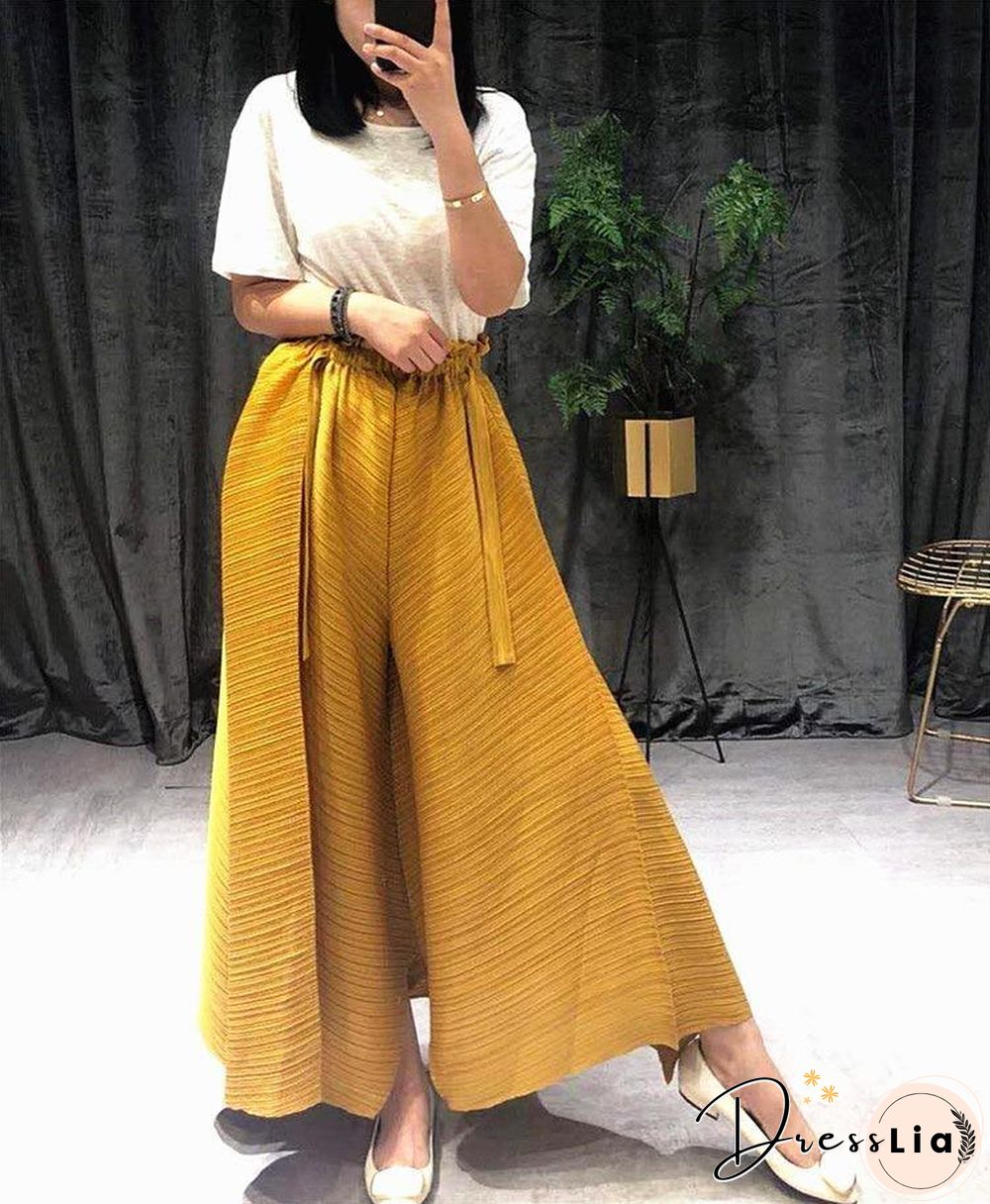 Pleated women harem pants plus size high waist pleated wide leg flare pants Girdle of waist aesthetic harajuku pants