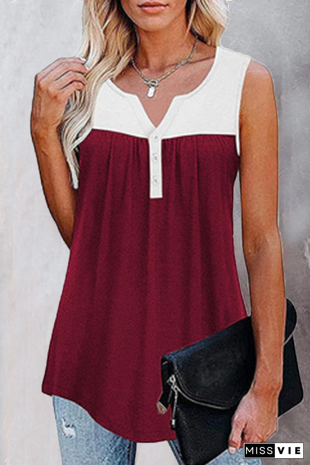 Fashion Casual Solid Split Joint V Neck Tops(7 colors)