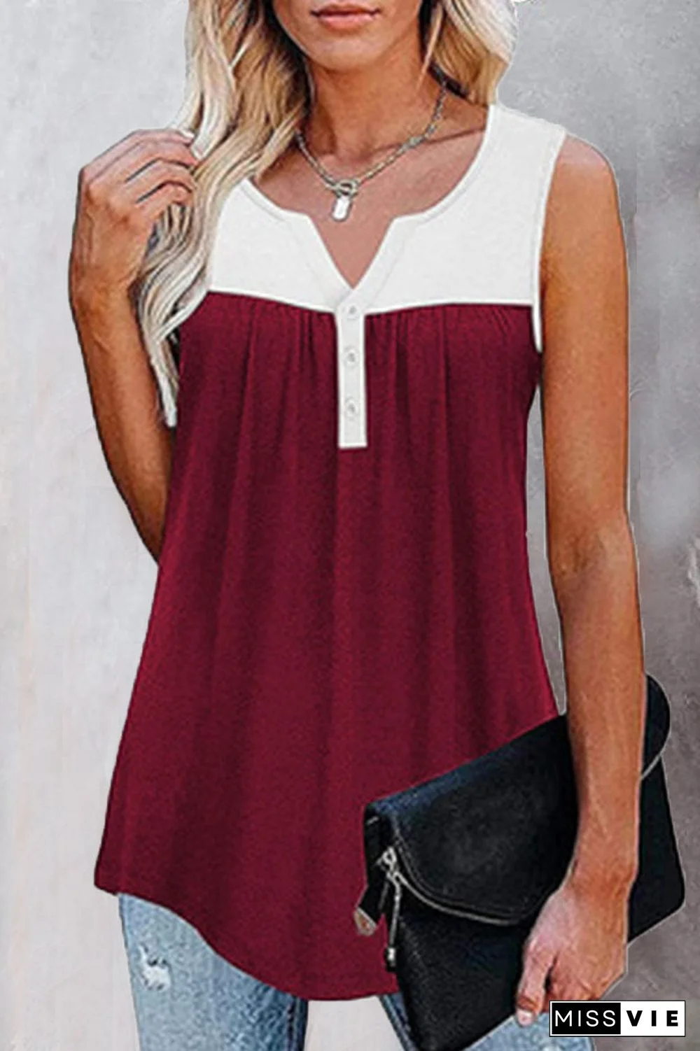 Fashion Casual Solid Split Joint V Neck Tops(7 colors)