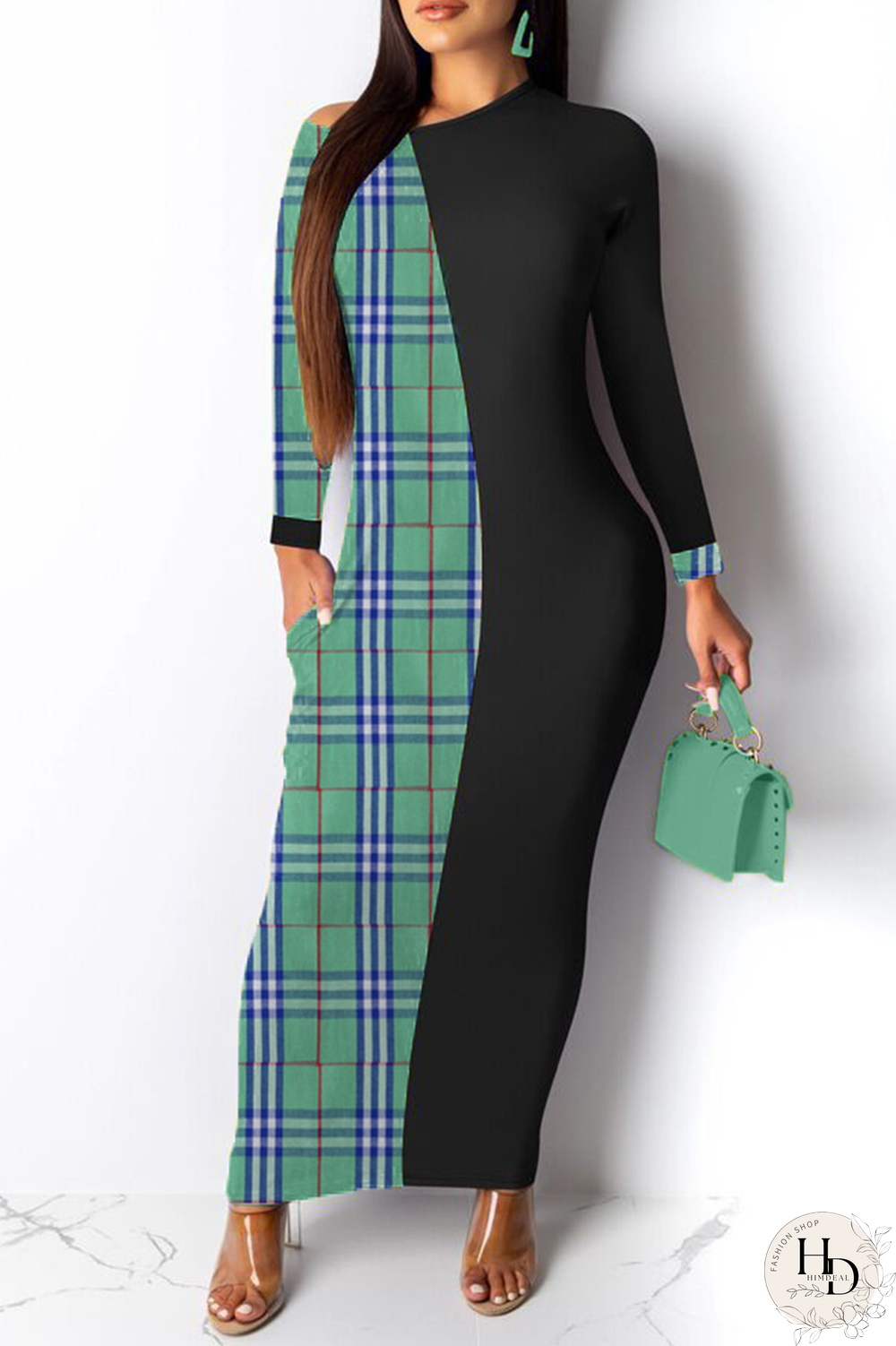 Red Casual Plaid Split Joint O Neck Straight Dresses