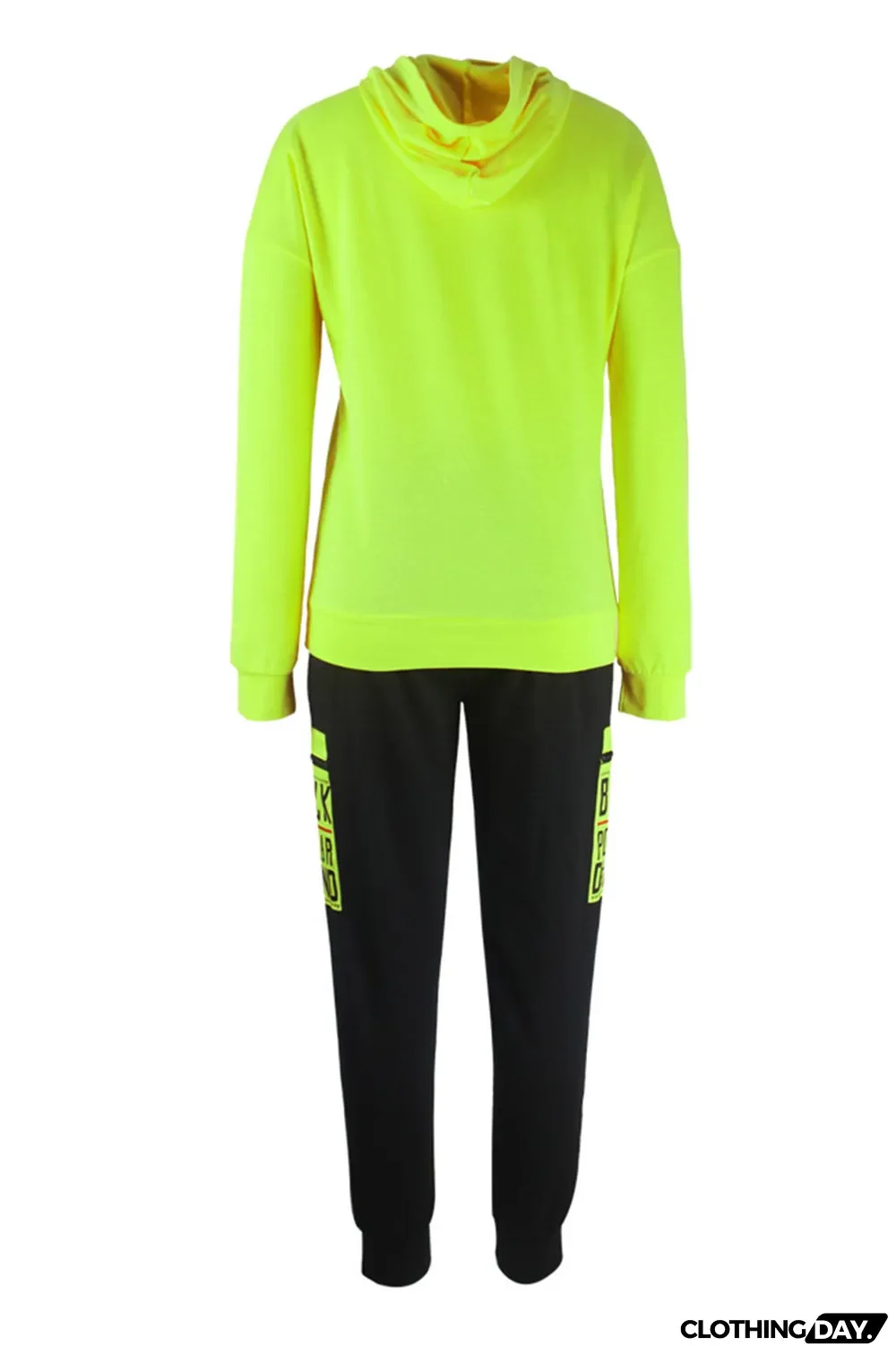 Rose Red Fashion Casual Letter Print Basic Hooded Collar Long Sleeve Two Pieces